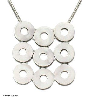Necklace, 'Silver Discs' 17.7" L Jewelry