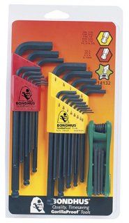 Bondhus 14132 Triple Pack of .050 to 3/8 Inch Ball End Hex, 1.5 to 10 mm Ball End Hex and Star Fold Up T6   T25   Hex Keys  