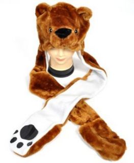 Brown Bear Animal Hat with Mitten Scarf Clothing