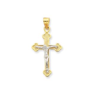 jewelryweb 14k two tone crucifix pendant measures 35 2x18 1mm