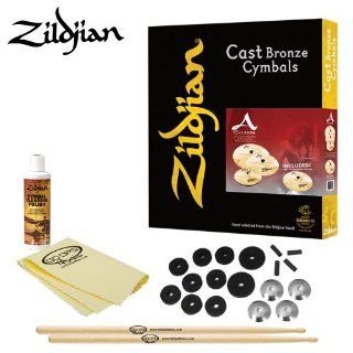 Zildjian A Custom Cymbal Box Set (A20579 11) Kit   Includes Drumsticks, Felts, Sleeves, Cup Washers, Polish & Cloth Musical Instruments