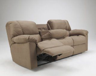 Contemporary Eli Cocoa Fabric Upholstery Reclining Sofa With Drop Down Table   Living Room Furniture Sets