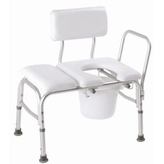 Carex Deluxe Vinyl Padded Transfer Bench with Cutout and Commode Pail