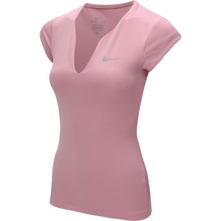 NIKE Womens Pure Short Sleeve Tennis Shirt   Size Small, Pink Glaze/silver