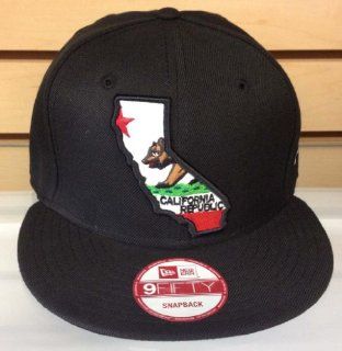 California Republic New Era Retro Snapback Cap Hat 2 Tone CA State Logo All Blk 