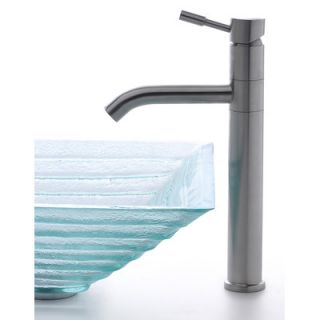 Kraus Square Clear Alexandrite Glass Sink and Aldo Faucet   C GVS 910