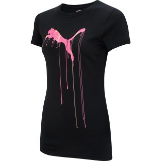 PUMA Womens Dripping Cat Short Sleeve T Shirt   Size Medium, Black