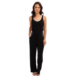 Calvin Klein Rayon Jumpsuit w/ Piping Womens Jumpsuit & Rompers One Piece (Black)