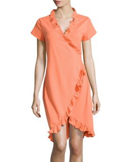 Ruffle Jersey Wrap Dress, Orange