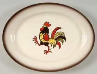 Metlox   Poppytrail   Vernon Red Rooster 13 Oval Serving Platter, Fine China Di