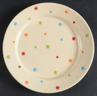 Temp Tations Polka Dot Cream Salad Plate, Fine China Dinnerware   Multicolor Dot
