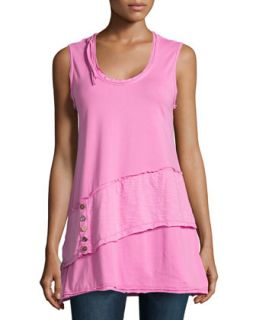 Tiered Button Detail Combo Tank Top, Pink