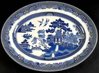 Johnson Brothers Willow Blue (Made In England/Earthenwr) 16 Oval Serving Platte