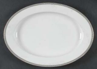 Thun Greek Key 14 Oval Serving Platter, Fine China Dinnerware   Gold Trim