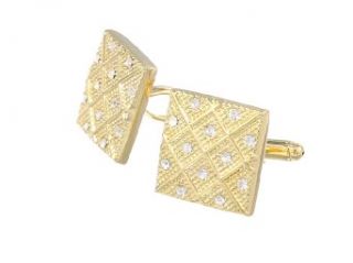 Stacy Adams Men's Cuff Link and Tie Bar With Crystals Set, Gold, One Size Clothing