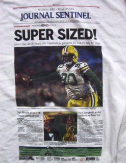 Green Bay Packers BJ Raji Super Sized XLV White T Shirt  Sports Fan T Shirts  Sports & Outdoors
