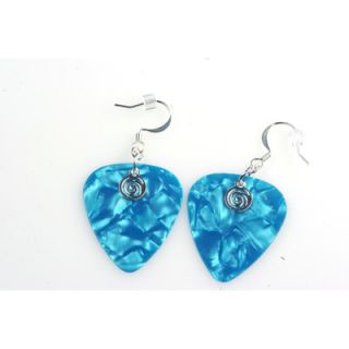 PickC Jewelry Guitar Pick Earrings in Turquoise with Silver Swirled