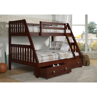 Twin Over Full Bunk Bed with Dual Under Bed Drawers