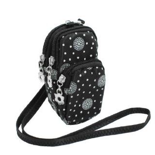 Elastic Wristband 3 Compartments Dotted Black Cell Phone Pouch Wristbag Cell Phones & Accessories