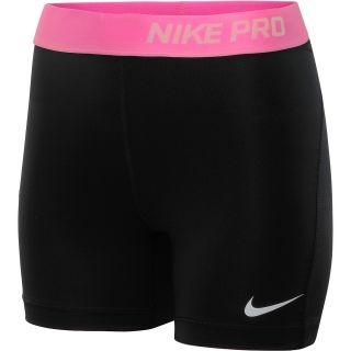 NIKE Womens Pro 5 Shorts   Size L, Black/pink