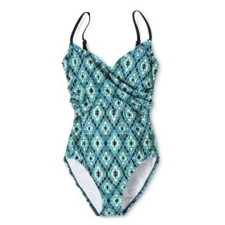 Womens 1 Piece Printed Swimsuit  Blue L