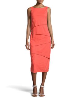 Zigzag Tiered Jersey Dress, Inspired Red