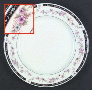Society (Japan) Camille Dinner Plate, Fine China Dinnerware   Pink & Blue Floral