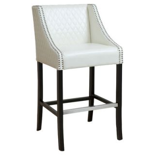 Home Loft Concept Milano Bonded Leather Quilted Barstool in Ivory