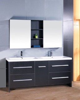 Design Element DEC079B Perfecta Espresso 72" Double Sink Vanity Set   Bathroom Vanity Cabinet And Sink  