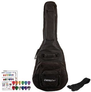 ChromaCast Acoustic Guitar 6 Pocket Padded Gig Bag with Guitar Strap and Pick Sampler Musical Instruments
