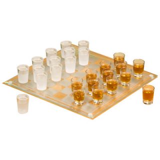 Crystal Clear Game Night Checkers Shot Glass Set in Clear and White
