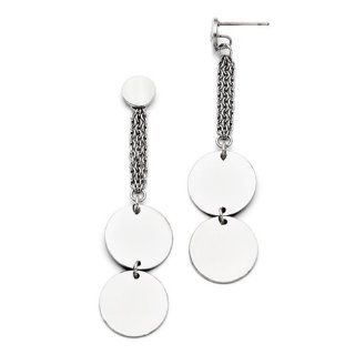 Stainless Steel Polished Post Dangle Circle Earrings Jewelry