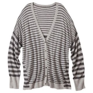 Pure Energy Womens Plus Size Long Sleeve Cardigan Sweater   Gray Stripe 2X