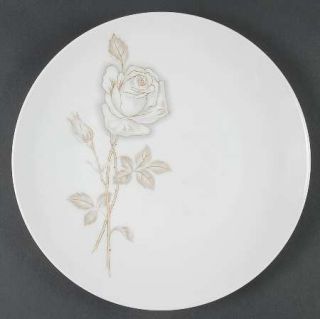 Rosenthal   Continental Classic Rose (White Rose, Brown Leaves) Dinner Plate, Fi
