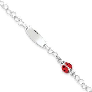 Sterling Silver Polished Lady Bug Baby Engraveable Id Bracelet, Best Quality Free Gift Box Satisfaction Guaranteed Jewelry