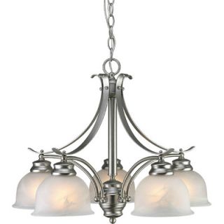 Forte Lighting 5 Light Chandelier with Marble Glass Shades