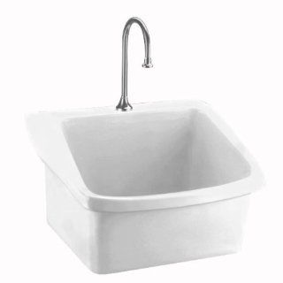 American Standard 9047.093.020 Surgeon's Scrub Sink with Center Hole, Low Front Rim and Wall Hanger, White   Utility Sinks  