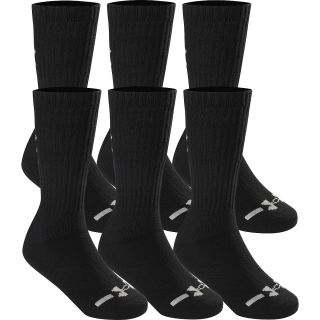UNDER ARMOUR Youth Charged Cotton Crew Socks   6 Pack   Size Small, Black