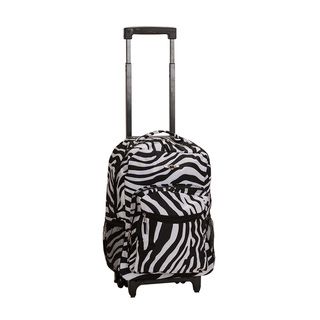 Rockland Designer Zebra Print 17 inch Rolling Carry on Backpack