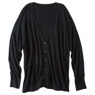 Pure Energy Womens Plus Size Long Sleeve Cardigan Sweater   Black 1X