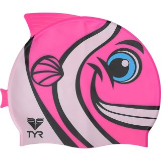 TYR Youth CharacTYR Happy Fish Silicone Swim Cap, Pink