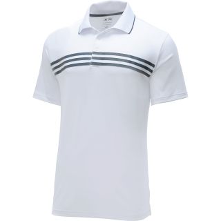 adidas Mens Puremotion 3 Stripes Short Sleeve Golf Polo   Size L, White/lead
