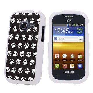 Samsung Galaxy Centura S738C White Protection Case   Black Paw By SkinGuardz Cell Phones & Accessories