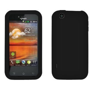 Shiny Black Silicon Soft Rubberized Gel Skin Case Cover for LG myTouch Max Maxx Touch E739BK Cell Phones & Accessories