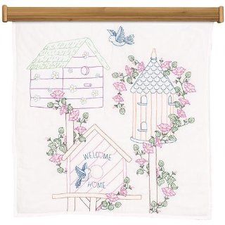 Jack Dempsey Stamped White Wall Or Lap Quilt 36x36 Birdhouses