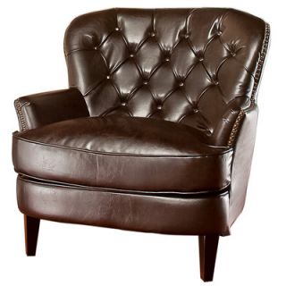 Home Loft Concept Peyton Tufted Leather Club Chair in Brown