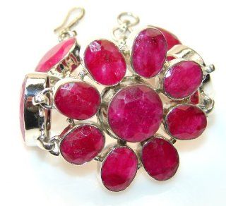 Created Ruby Women's Silver Bracelet 41.70g (color red, dim. 1 5/8 inch). Created Ruby Crafted in 925 Sterling Silver only ONE bracelet available   bracelet entirely handmade by the most gifted artisans   one of a kind world wide item   FREE GIFT BOX