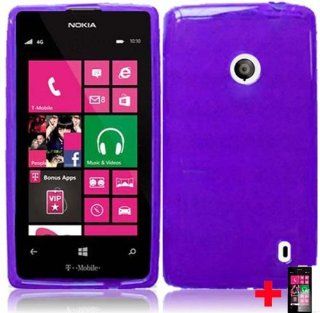 Nokia Lumia 521 SOLID PURPLE SOFT GEL TPU MOBILE PHONE CASE + SCREEN PROTECTOR, FROM [TRIPLE8ACCESSORIES] Cell Phones & Accessories