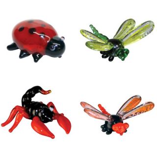 Looking Glass Figurines 4 Piece Miniature LadyBug, DragonFly, Scorpion