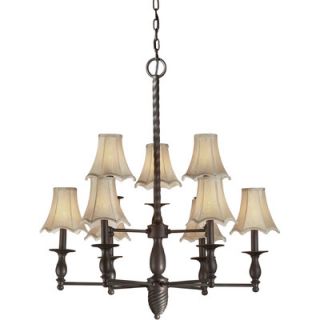 Forte Lighting 9 Light Chandelier with Fabric Shades